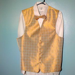 Perry Ellis peach/silver vest & bow tie